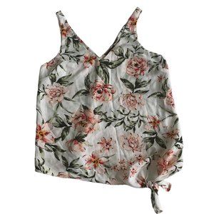 Dynamite Chiffon Floral Print XS Casual Boho Silk Women Tank Tops Tie Knot